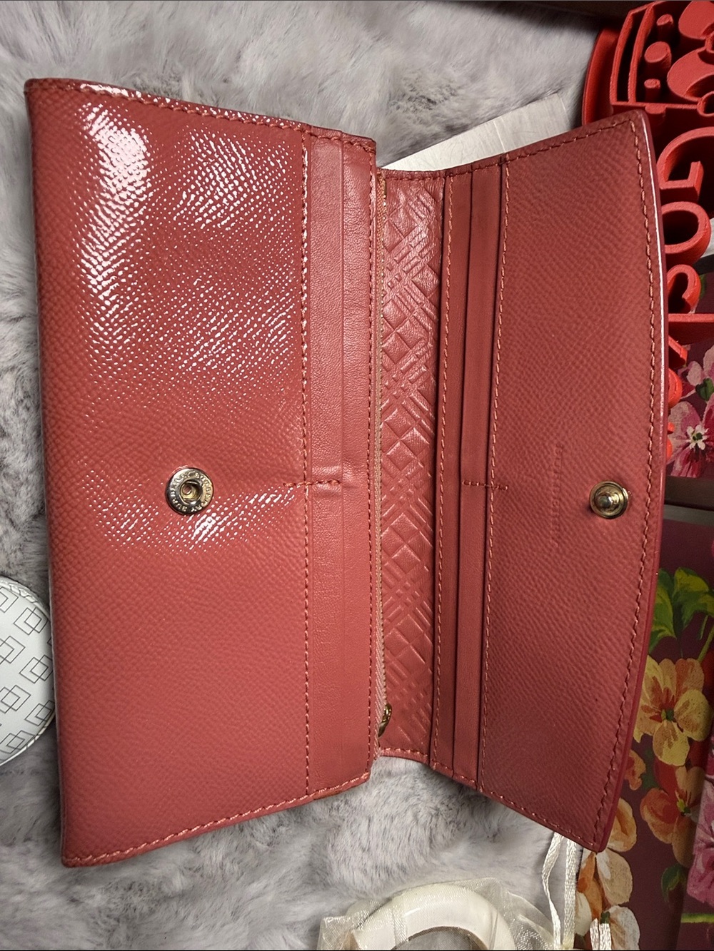 Burberry Coral-Pink Leather Continental Wallet - Picture 6 of 11